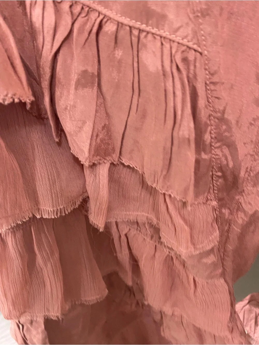 Free People Rock & Frill Trousers Mauve Pink Large Ruffle Tiered